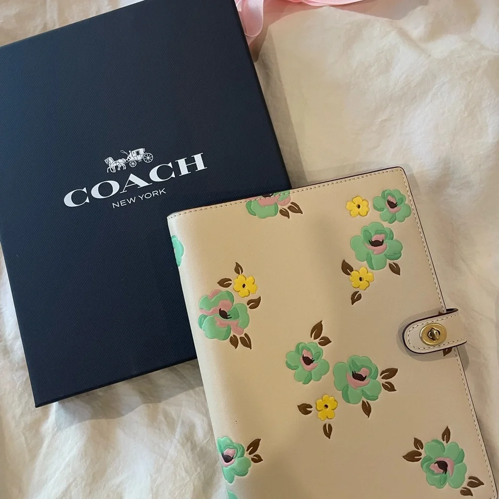 Coach Floral Leather Notebook Cover - Picture 2 of 7